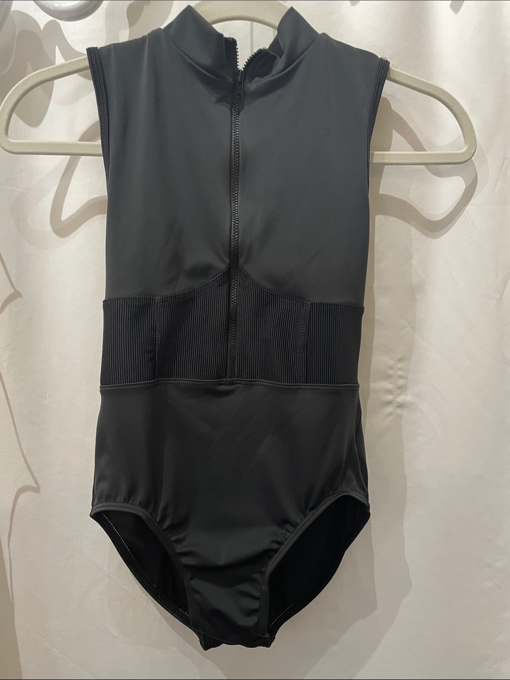 Black Sleeveless Zip-Front Leotard